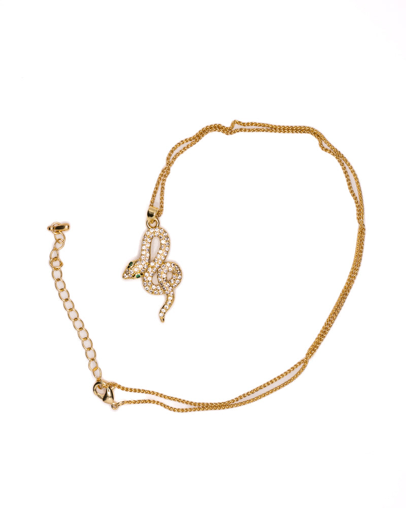 Collana Sibilo – Pendente serpente con cristalli luminosi